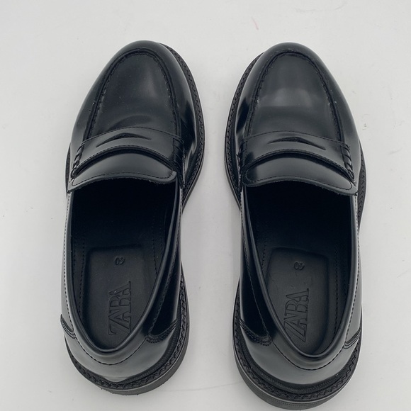 Zara Black Chunky penny Loafer shoe men 40 Y2K gothic retro casual event grandpa - Picture 8 of 15